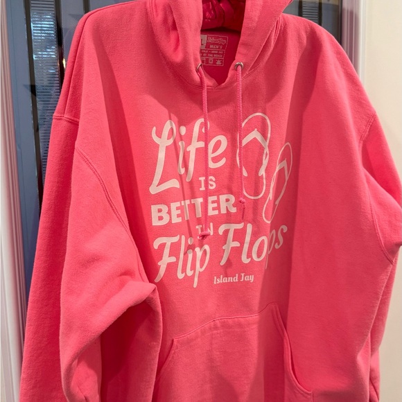 Life Is Better In Flip Flops Pink Hoodie - Picture 5 of 7